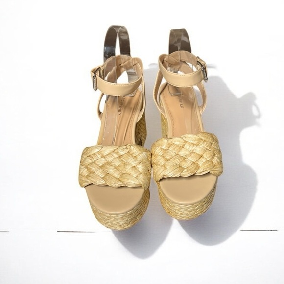 🌻NEW Marc Fisher Boho Steel Raffia Block Heel Sandal Size 9.5 - Picture 4 of 10